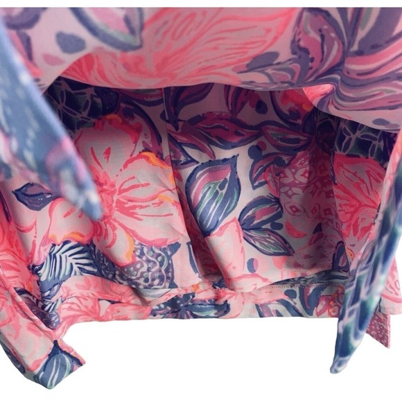 Lilly Pulitzer Kipton Romper Womens Size 4 Pink Isle Snappy Turtle NWT $218 - Picture 9 of 13
